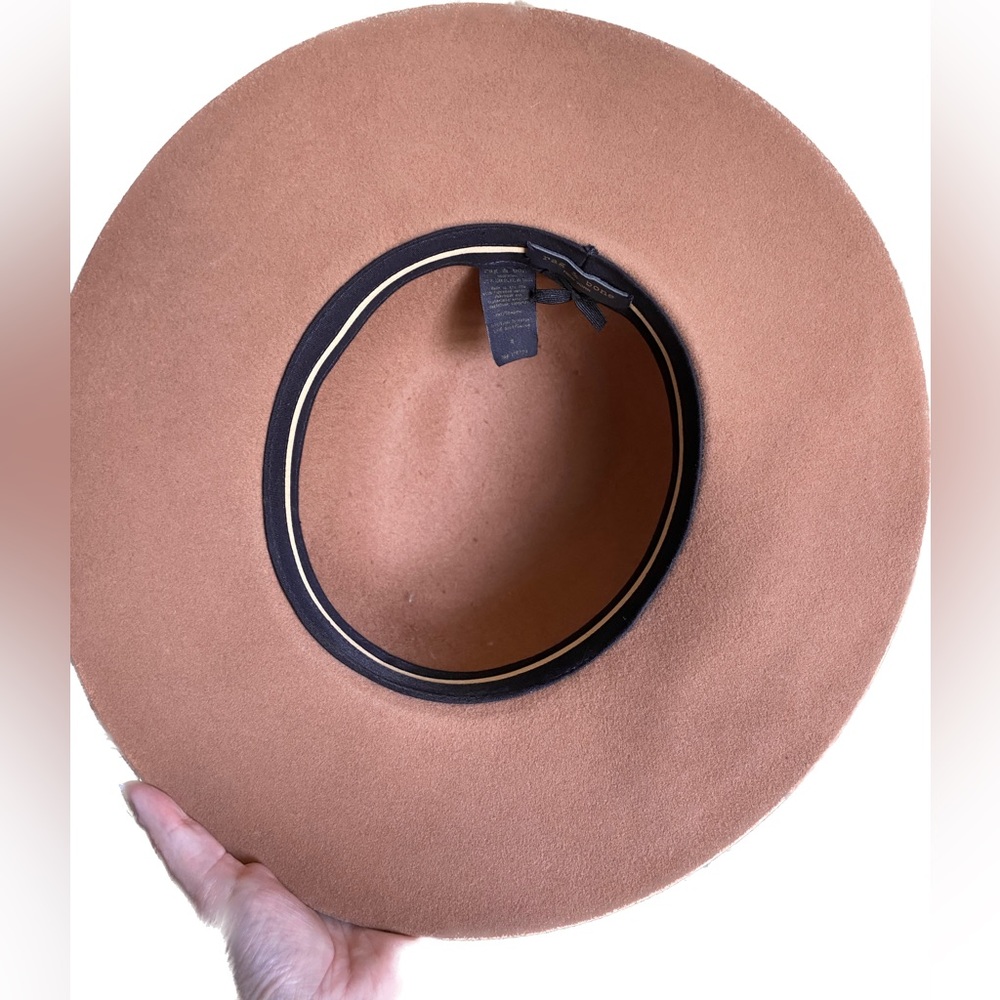 Rag & Bone Medium Women’s Wool Fedora in Rare Brown Rose Color Black Ribbon Band - Picture 5 of 7